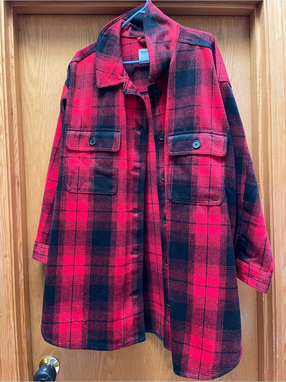 Old Navy Shacket red black plaid 3x NWT